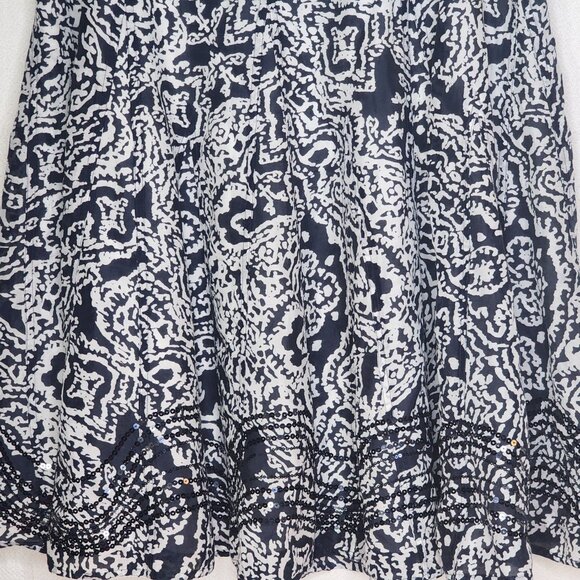 Chico's Navy White Lined Zip Back Sequin Design Hem Midi Skirt Chico Sz 3 US XL - Picture 5 of 16